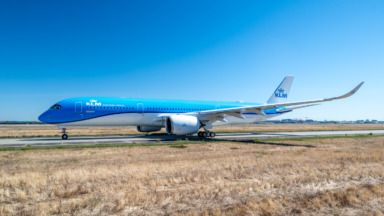 KLM Airbus A350 De Nachtwacht tijdens de testperiode, zonder toegevoegd logo