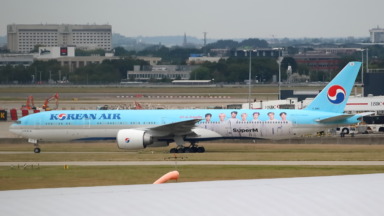 Korean Air Boeing 777 HL8010 at an airport, archive photograph from 2021